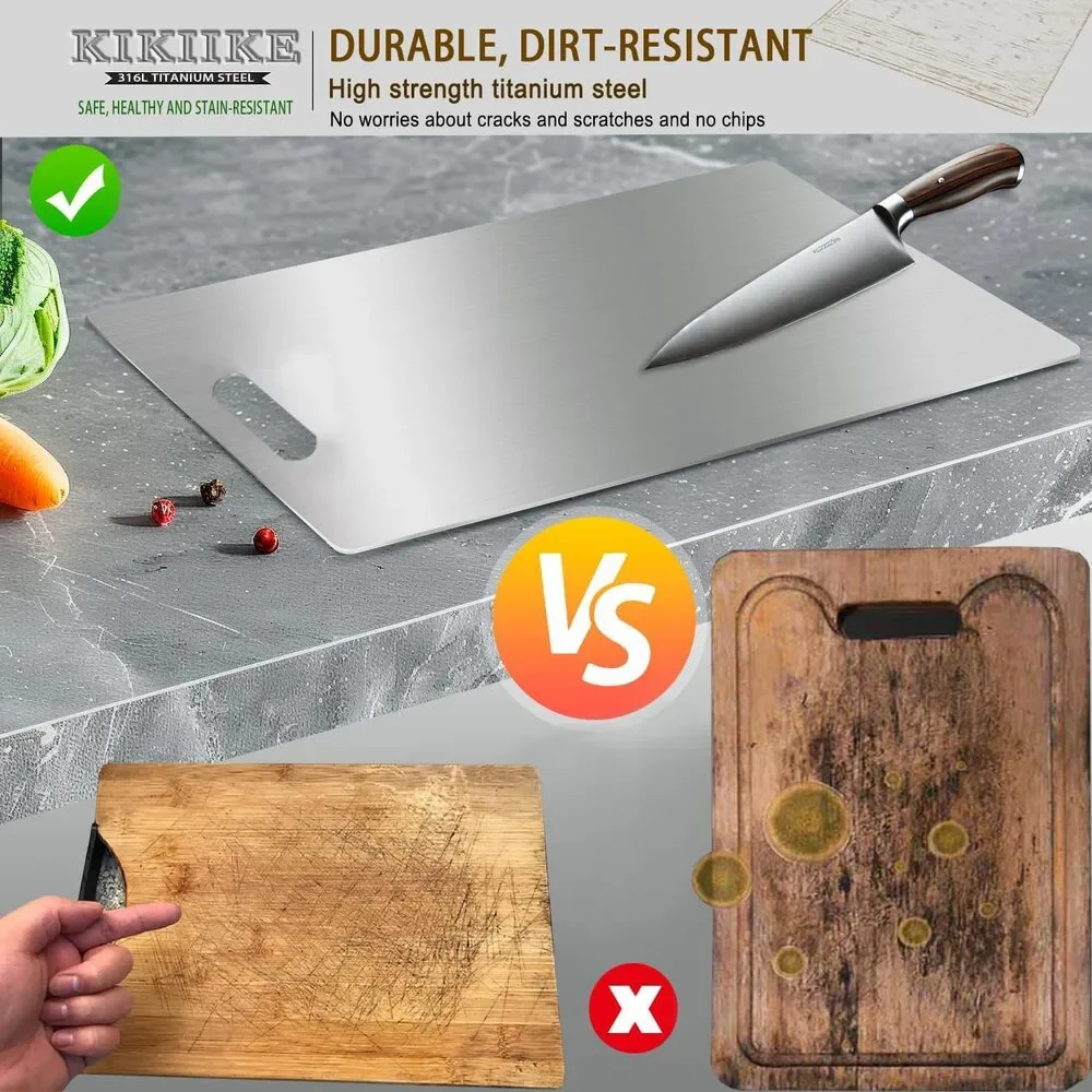 Titanium Cutting Board 12x9 – Pure, Non-Toxic, Reversible & Easy to Clean